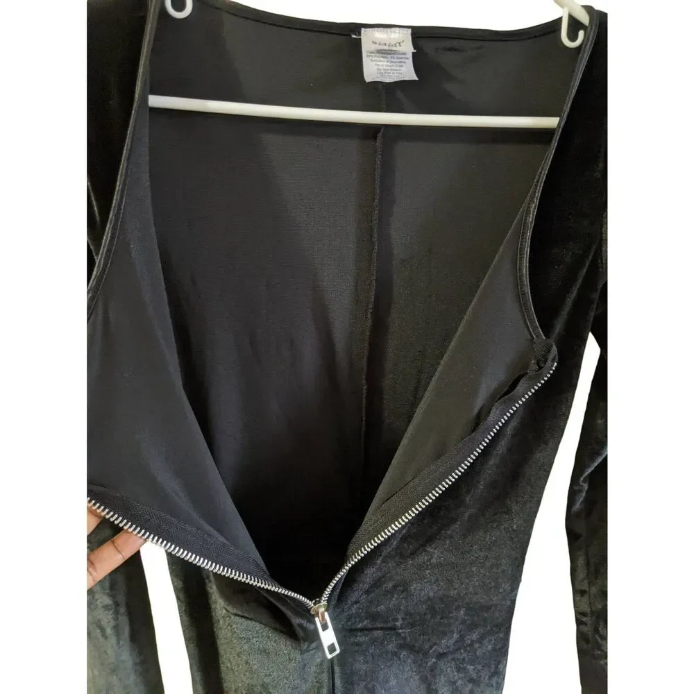Spirit Halloween Black Onepiece Catsuit Costume with Attached Tail Adult Size XS - Picture 5 of 12